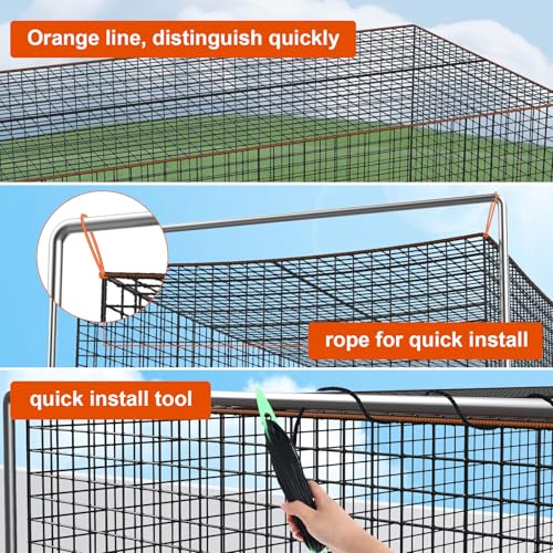8x8x20 /10x10x35/12x12x55ft Heavy Duty Enclosed Batting Cage Net With Door, Only Net, No Poles and Frame, Professional Softball Baseball Nets for Batting and Pitching, Batting Cages for Backyard - style: 8×8×20Feet