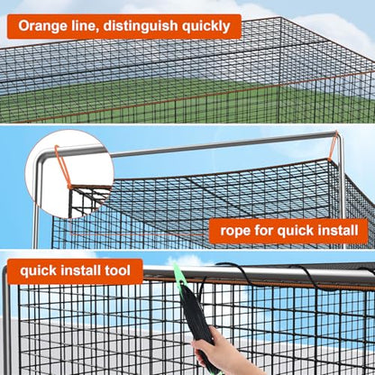 8x8x20 /10x10x35/12x12x55ft Heavy Duty Enclosed Batting Cage Net With Door, Only Net, No Poles and Frame, Professional Softball Baseball Nets for Batting and Pitching, Batting Cages for Backyard - style: 8×8×20Feet