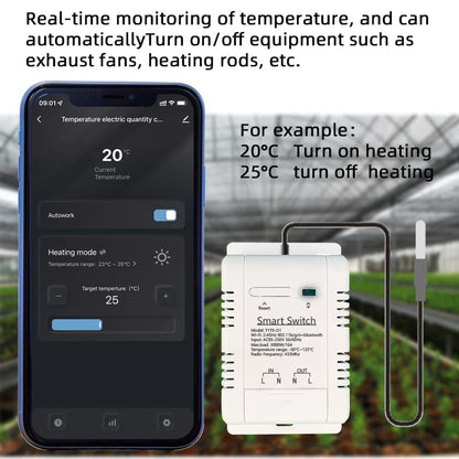 Tuya WiFi 16A Temp Controller Energy Monitor 85-250V Smart Switch | 3000W load, Auto manual modes, Multi timing, Family share, Works with Alexa Google Home ,For incubator greenhouse brewing - style: Temperature