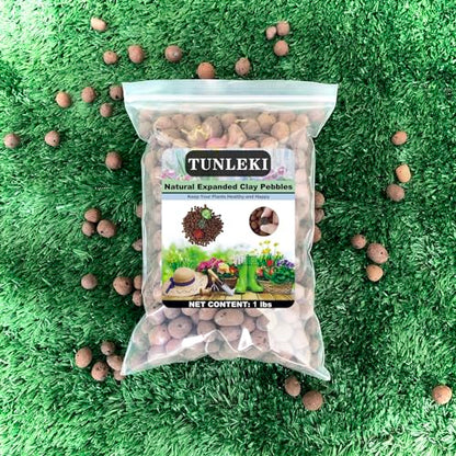 1Lbs Leca Expanded Clay Pebbles, 8-16mm Expanded Clay Aggregate, Natural Clay Pebbles for Hydroponic & Aquaponics Growing, Orchid Potting Mix, Hydroponics Supplies for Indoor Garden Plants