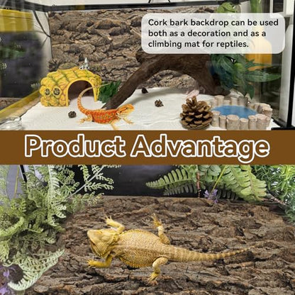 2PCS Natural Cork Terrarium Background,11.81 x 11.81 Inch Reptile Bark Background 3D Bearded Dragon Tank Climbing Mat Habitat Decoration for Lizard Gecko Chameleon Tortoise Snake Spider Frog - size: 【11.81 x 11.81 In】