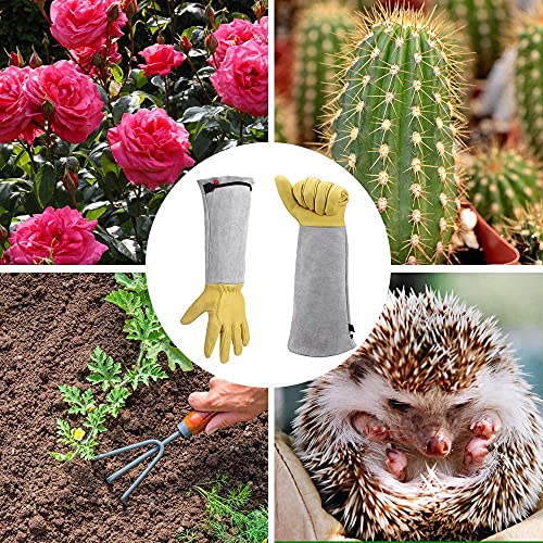 Gardening Gloves for Women/Men, Rose Pruning Thorn-Proof Long Leather Garden Gloves with Adjustable Cuff, Ladies Light Protective Glove for Yard & Outdoor Work - size: Medium (Pack of 1)