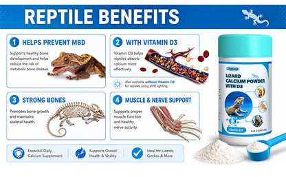 Lizard D3 Calcium Powder—Organically Extracted—Powder (2.82 oz)
