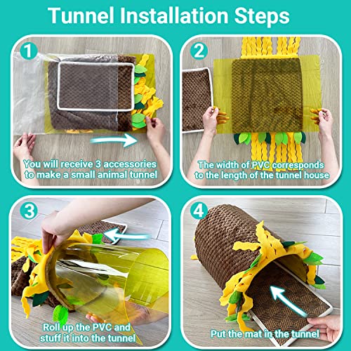Guinea Pig Hideout, Fleece Tunnel House Small Pet Cage Accessories | Soft Play & Sleep Small Animal Hideout Tube, Cozy Bed Nest for Hamster Rat Chinchilla Hedgehog - color: Brown