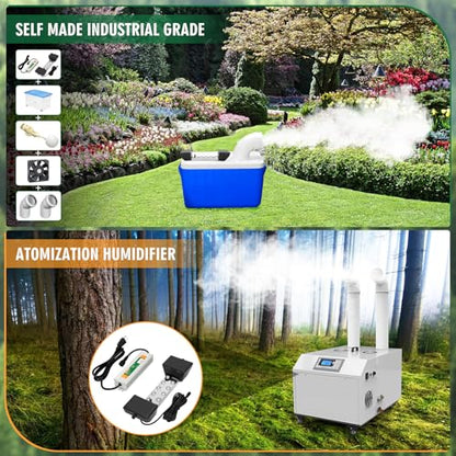 Ultrasonic Mist Maker Fogger 10 Head(8400ml/H),110V 350W Power Water Proof Ultrasonic Mister,Ultrasonic Fogger Humidifier with Float,for Vegetable Preservation,Landscape,Halloween Atmosphere - size: 10 HEAD
