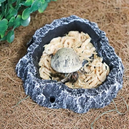 3 Pack Reptile Food Dish, Resin Hermit Crab Food & Water Bowl, Reptile Feeding Food Dish Kit, Tank or Aquarium Accessory, Suitable for Turtle Lizard Hermit Crab Snail Bearded Dragon Leopard Gecko - color: Grey