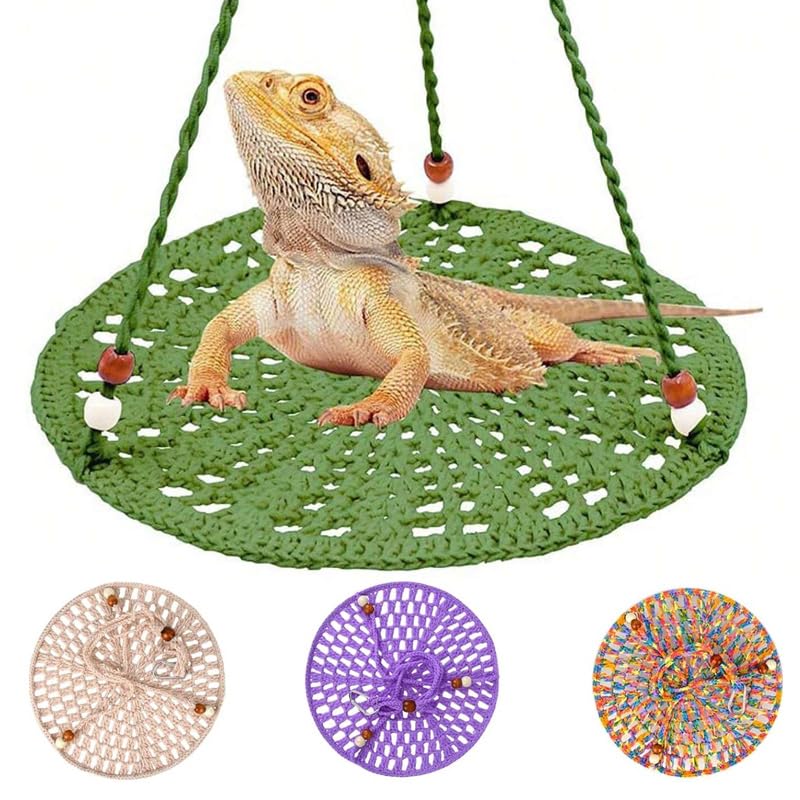 Reptile Hammock, Reptile Hammock Swing Hanging Bed for Bearded Dragon Lizard Snake Gecko Chameleon Parrot Hamster Small Pets （9.8"*17.7" Green） - color: Green
