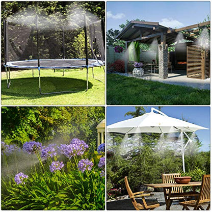 GMAULEE Misting Cooling System, DIY 33FT(10M) Misting Line +10 Brass Mist Nozzles+ a Brass Connector(3/4'') Outdoor Mister System for Patio Waterpark Garden Trampoline Greenhouse - size: 33 ft (10M)+10 Brass