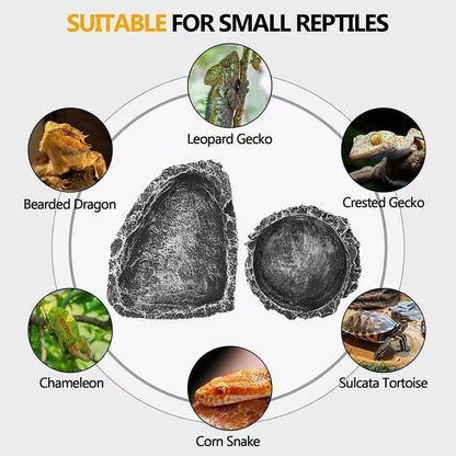 Reptile Water Dish Food Bowl Bearded Dragon Bowls, 2 Pack Reptile Food Bowl for Hermit Crab Bearded Dragon Lizard Gecko Frog Tortoise (Black, S) - color: black