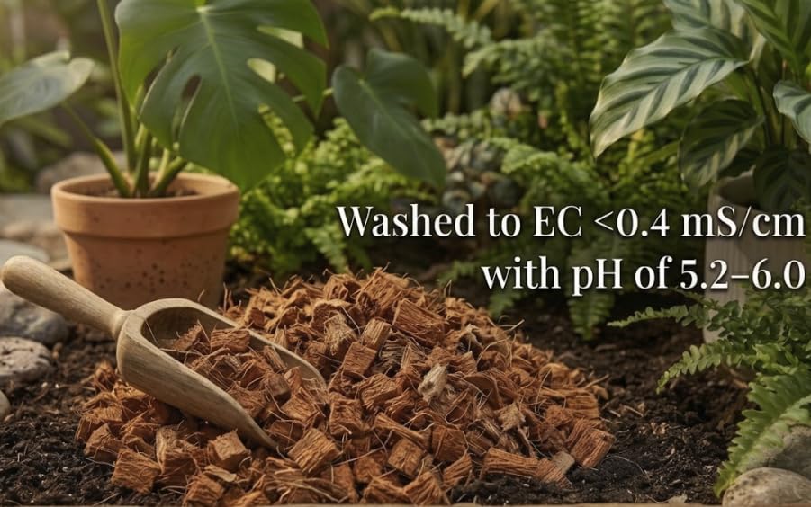 Coco Husk Chips Bricks Bulk 100 or 200 Pack (11 lb / 5 kg Each) – Pre-Washed, Low EC Coconut Substrate for Orchids, Aroids & Hydroponics – Expands 7X – Mulch, Potting Mix & Reptile Bedding (100)