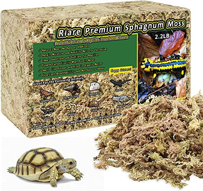Riare 2.2LB Natural Sphagnum Moss for Reptiles- Terrarium Reptiles Moss | 50QT High Expansion, Moisture Retention, Long Fiber Dried Moss Bedding for Lepard Gecko Snakes Turtles Frogs Spiders - color: 2.2 LB