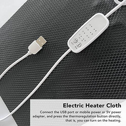 Temperature Regulating Heating Pad, Water Proof Electric Cloth Heater Pad with Charging Cable, 4 Gear Electric Cloth Heater for Clothes Seat Pet Bed Warmer (10x20cm) - size: 10x20cm