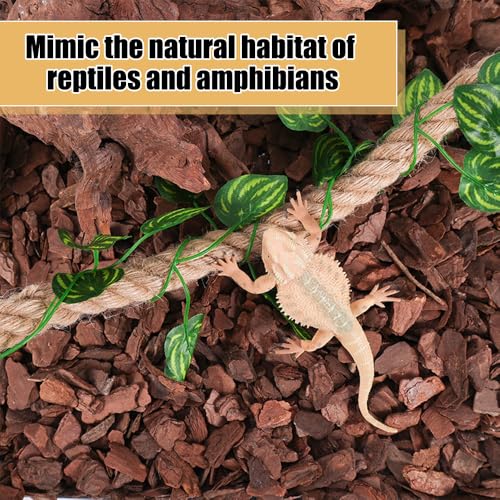 DONGKER Hermit Crab Climbing Rope,Sisal Rope Lizards Climbing Ladder Toy with Hook & Suction Cups for Reptile Geckos Resting Exploring Hiding Play - size: 55CM