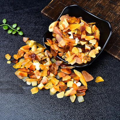 Erliway 7-9mm Amber Healing Crystal Chips for Crafts, 100g | Natural Crushed Crystal Stones Tumbled Chips for Vase Filler Aquarium Gravel, Meditation Chakra Balancing, Candle DIY Making - color: Amber