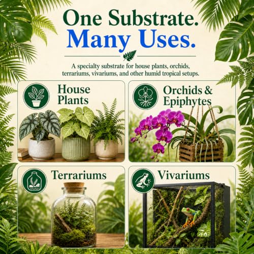 Fernwood Orchid Growing Medium and Reptile Substrate - 10 Liter (9.1 Quart) | Tree Fern for Orchids, Aroids, and Other Epiphytes | Use in Terrariums and Vivariums | Natural, Organic, Long Lasting