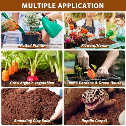 10Pack Organic Coco Coir Brick for Plants, Natural Coconut Coir Soil | Moisture Retention, Coconut Fiber Substrate for Seed Starting, Soil Amendment, Potting Mix, Gardening, Composting & Reptile - size: 10 Pack