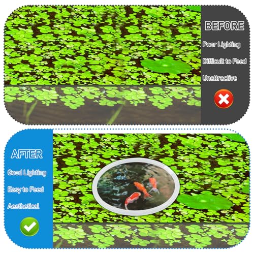 Aquarium Floating Plant Corral with Fish Feeding Ring, Floating Plant Fence for Aquarium Accessories, Separates Floating Plants, Auto-Adjusts Height with Water Level, Suitable for All Aquariums.