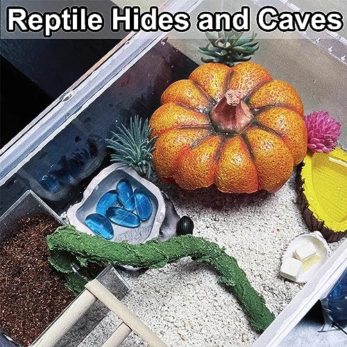 Hermit Crab Hideout Resin Simulation Halloween Pumpkin House Reptile Hides and Caves Chameleon Rest Hut Aquarium Habitat Decor Accessories for Bearded Dragon Leopard Lizard Snake Tortoise Frog Gecko - style: Pumpkin House