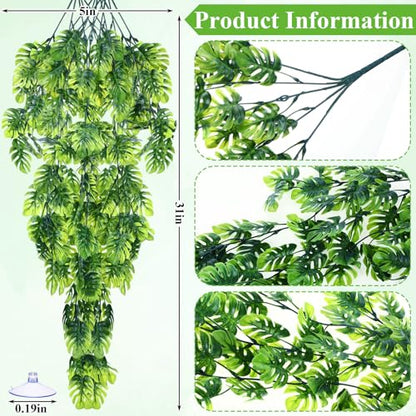 8 Pack Reptile Plants Terrarium Hanging Plant Vine Boston Climbing Terrarium Plant with Suction Cup for Bearded Dragons Lizard Crested Gecko Snake Crab Tank(Popular Series,Green) - style: Popular Series