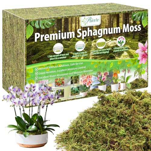 Riare 3.3LB Premium Sphagnum Moss for Plants- 60QT Natural Dried Plant Moss | Moisture Retention & Drainage Orchid Moss for Repotting, Succulents, Carnivorous, Ferns, Green Moss for DIY Craft, Reptiles - size: 60 QT(Appx.3.3lbs)