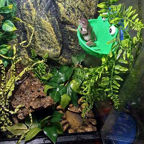 Sankoly 2 Pieces Frog Habitat with Suction Cup Lovely Suction Cup Soap Dish Holder for Fish Tank Aquarium Decoration/Kids Bathing/Small Item Storage, Plastic, Green