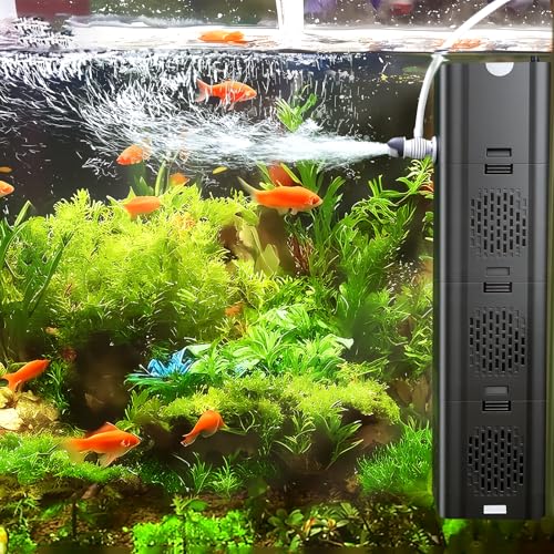 COOSPIDER Aquarium Filter 400GPH for 40-150 Gallon Fish Tank & Cold Plunge | Large Aquarium Filter for Hot Tub, Small Koi Pond Filter, Clear Wavemaker Oxygen Supply for Saltwater Freshwater (Black)