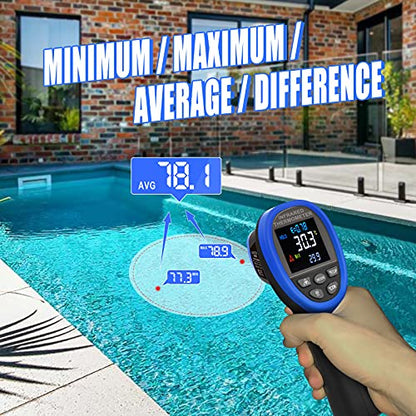 BT-1800C Pyrometer -58°F ~3272°F (-50~1800℃) IR Temp Gun, D:S 50:1 High Temperature Infrared Thermometer for Industrial HVAC Forge Furnace Metal Smelting (NOT for Human Temp) - color: BT-1800C Blue (-58°F ~3272°F)