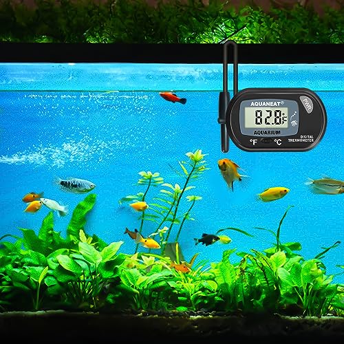 AQUANEAT 2 Pack Aquarium Thermometer, Fish Tank Thermometer, Digital Temperature Test, with Large LCD Display