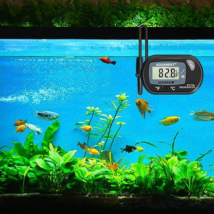 AQUANEAT 2 Pack Aquarium Thermometer, Fish Tank Thermometer, Digital Temperature Test, with Large LCD Display