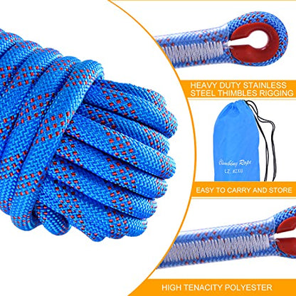 Climbing Rope, Rappelling Rope - color: Blue, size: 165FT