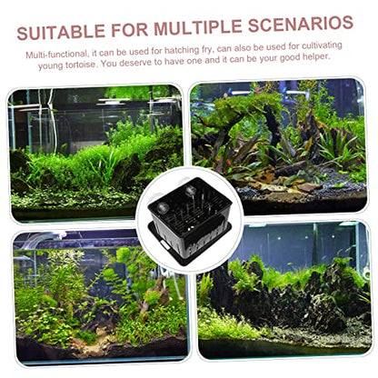 SUPVOX 1 Set Multi Function Tortoise Isolation Box Wear Resistant Incubation Container with Suction Cups for Aquarium Reptile Tanks Easy to Clean and Install Cover Included