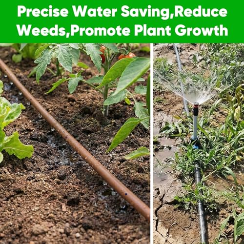 100FT 1/4" Irrigation Dripline Tubing with 6" Emitter Spacing for Gardens | Pre-Installed Emitters at Close Intervals Save Setup Time, Even Distribution for Flower Beds, Works with Most Drip Systems