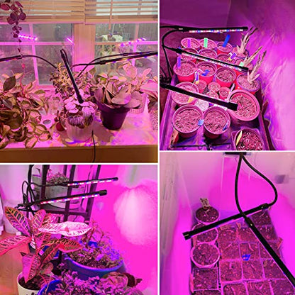 Grow Lights for Indoor Plants, 2 Heads Clip On Plant Light, 40 LEDs | RedBlue Plant Light, Timer 6/12/16Hrs, 3 Spectrums, 5 Dimmable Levels, Flexible Gooseneck - size: (1 Pack)2 Arms