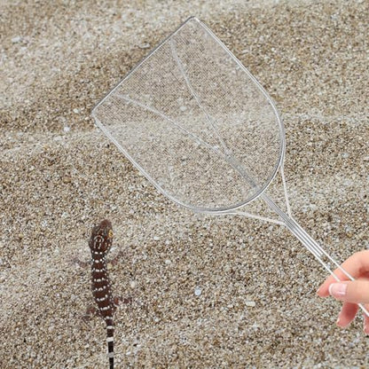 IMIKEYA Stainless Steel Reptile Sand Shovel with Wire Mesh Filter, Easy to Clean Sand Sifter Scoop for Cleaning Reptile's Box, Sturdy Silver Terrarium Cleaning Tool