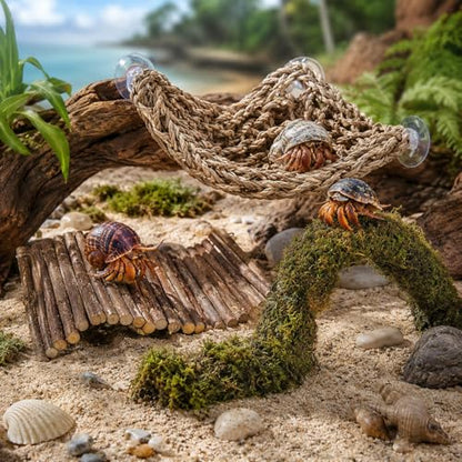 HERCCOCCI Hermit Crab Accessories, Hermit Crab Toys Flexible Climbing Bridge Reptile Hammock Habitat Decor for Hermit Crabs Leopard Geckos Crested Tortoise Snake