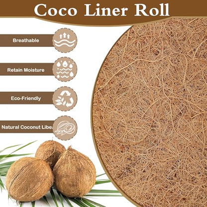Natural Coco Liner Roll-15.7x78.7 Inch Coconut Coir Liner Sheets Coco Mat for DIY Flower Basket Liner Pet Pad Reptile Carpet Moss Pole（2 Rolls） - size: 40cmx200cm