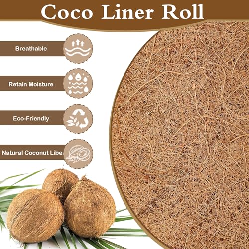 Natural Coco Liner Roll-31.5x78.7 Inch Coconut Coir Liner Sheets Coco Mat for DIY Flower Basket Liner Pet Pad Reptile Carpet Moss Pole