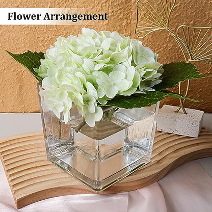 6 Pack Square Glass Vases 5" x5" x 5", Clear Flower Vases | Candle Holder for Centerpieces, Wedding Party Home Decor - size: 5inch