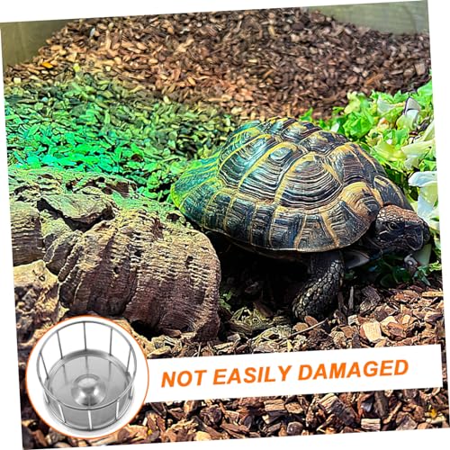 Stainless Steel Tortoise Feeding Bowl Large Capacity Silver | Pet Turtle and Reptile Use, round Dish Shape with Ample Space, Corrosion-Resistant Build for Food and Water