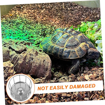 Stainless Steel Tortoise Feeding Bowl Large Capacity Silver | Pet Turtle and Reptile Use, round Dish Shape with Ample Space, Corrosion-Resistant Build for Food and Water