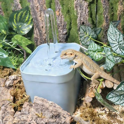 Tfwadmx Reptile Waterfall Reptile Water Fountain Lizard Drinking Fountain Chameleon Water Dripper, Bearded Dragon Cage Accessories for Lizard Gecko Snake (Blue) - color: Blue