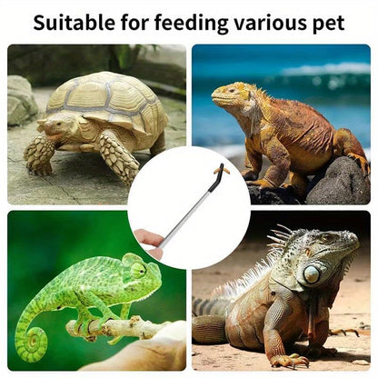 2PCS Long Aquarium Tweezers, 10.6 Inch Stainless Steel Straight & Curved Reptile Feeding Tongs with Soft Rubber Tips, Aquascape Tools for Fish Tank, Terrarium, Bearded Dragon, Lizard & Snake