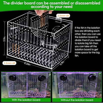 Magnet Acclimation Box for Saltwater Fish Quarantine Aquarium Isolation Box for Aquarium Fish Anemone Reef Coral - size: 8.26 Inch*5.9 inch*5.9 Inch