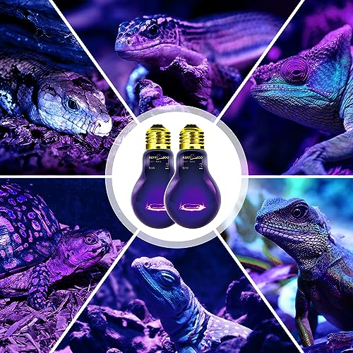REPTI ZOO 2PCS Reptile Night Heat Lamp, 50W Moonlight Heat Bulb Infrared Heating Light Purple Reptile Heat Lamp Night Bulb for Bearded Dragon, Lizard, Snake, Turtle - style: 50W Night Heat Lamp