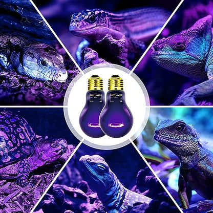 REPTI ZOO 2PCS Reptile Night Heat Lamp, 50W Moonlight Heat Bulb Infrared Heating Light Purple Reptile Heat Lamp Night Bulb for Bearded Dragon, Lizard, Snake, Turtle - style: 50W Night Heat Lamp