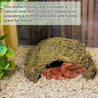 Tfwadmx 2Pcs Leopard Gecko Hide, Coconut Reptile Hides Cave, Snake Hideout Mossy Caves Climbing Hide Reptile Tank Decor for Lizard Gecko Hermit Crab