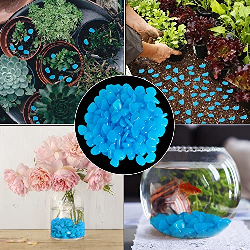 OSOPOLA 150 PCS Blue Glow Rocks Luminous Stones DIY Pebbles Aquarium Garden | OSOPOLA Blue Glow Rocks Luminous Stones DIY Pebbles For Aquarium Garden Path Patio FD05BL150 - color: Blue/150 pcs, size: 2.5x2x0.5cm