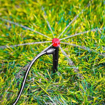 50 Pieces Drip Irrigation Emitters, Adjustable 360 Degree Drip Stream Emitters on 5" with Stake for 1/4" Drip Irrigation Tubing Irrigation 8 Hole Stream Drippers for Garden Watering System - size: Stream Emitters - 50 Pieces