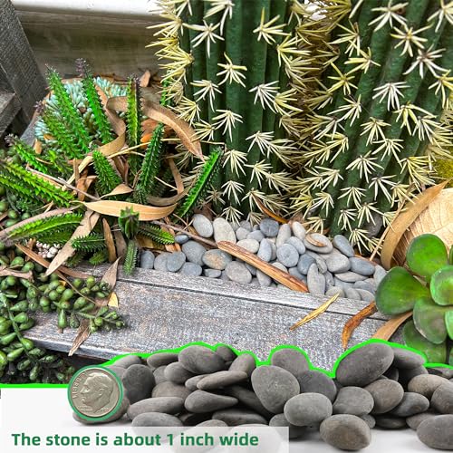 2.4LB River Rocks Mexican Beach Pebbles for Garden Landscape Stone Paving Stone Grey (1Inch) - size: 2.4LB, style: Medium