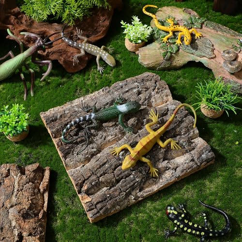 Totority Cork Bark Background, Natural Terrarium Backdrop,4Pcs | 3D Tree Bark Wall Decor for Bearded Dragon, Gecko, Lizard, Frog Enclosure & Aquarium, Easy-Place Habitat